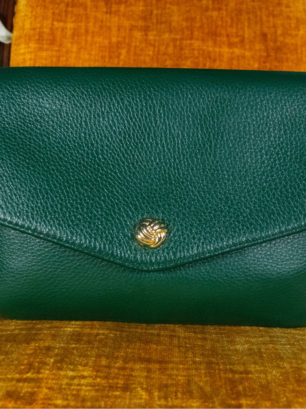 Elegant Green Leather Envelope Clutch/Crossbody Bag